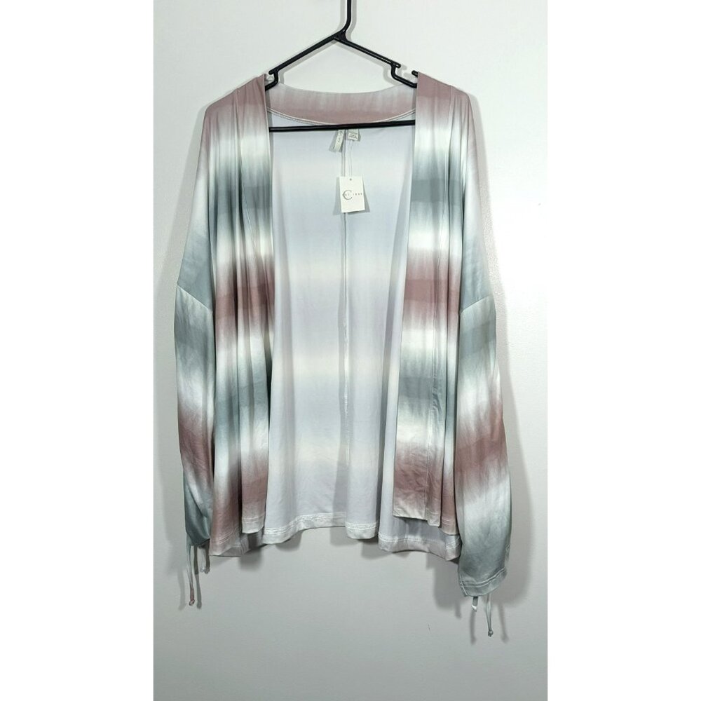 Cato Cardigan Tie Sleeve Kimono Women's 26W 28W Long‎ Sleeve Green White Pink